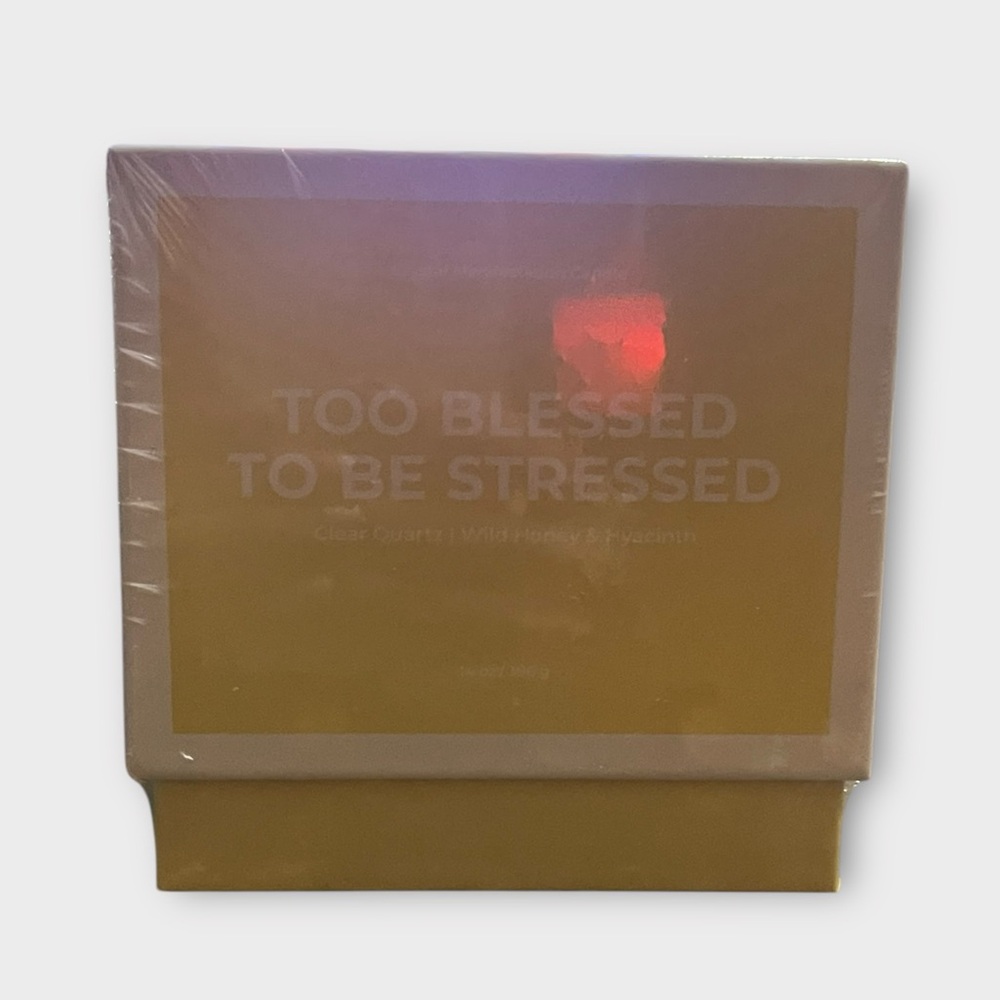 Jill & Ally | "Too Blessed To Be Stressed” Crystal Manifestation Candle - Picture 2 of 2